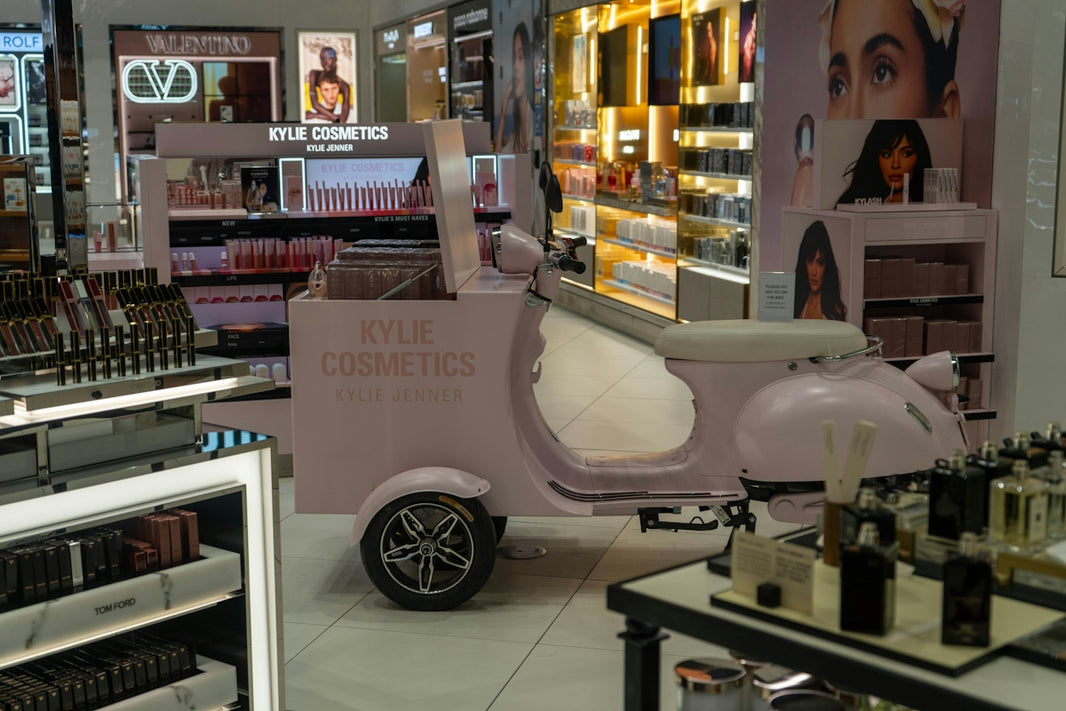 Kylie cosmetics display set up in store