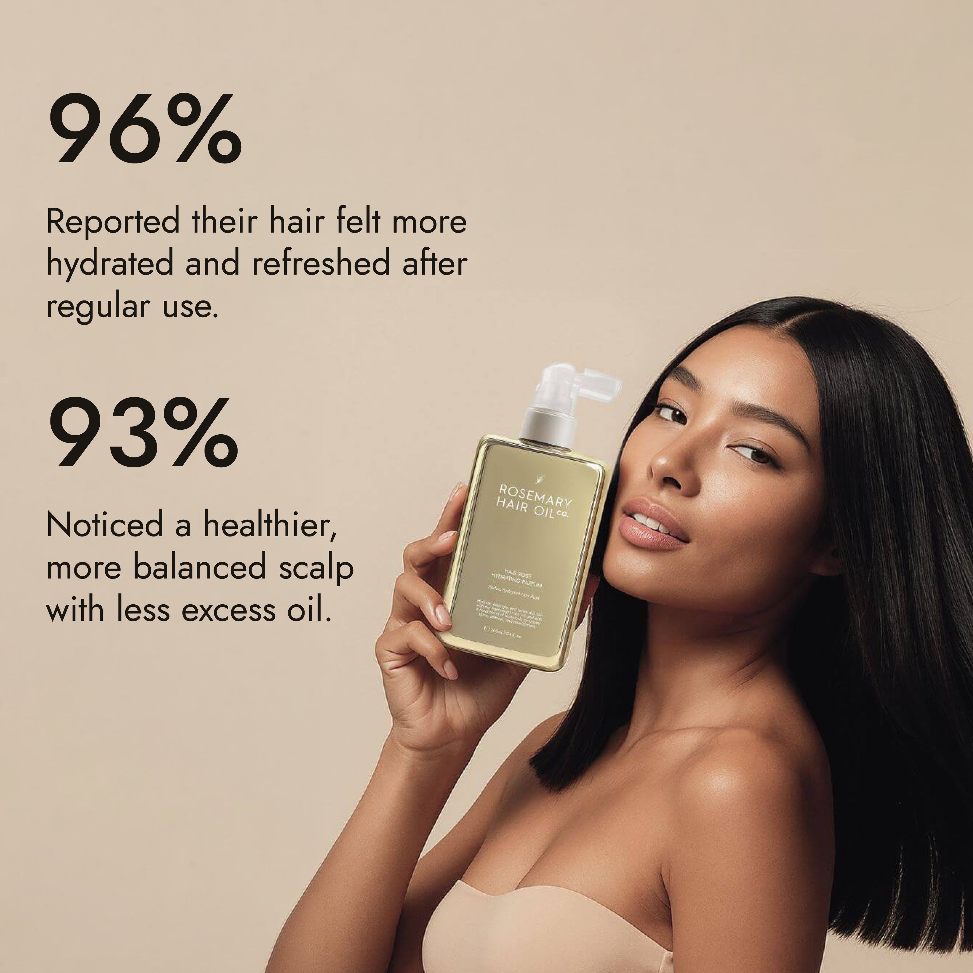 Hair Rosé Hydrating Parfum Mist. Rosemary hair oil, hair rose, hydrating parfum, fragrance, rosewater, jojoba oil, nourishing, natural, protect, healthy hair, growth, hair growth, 200ml
